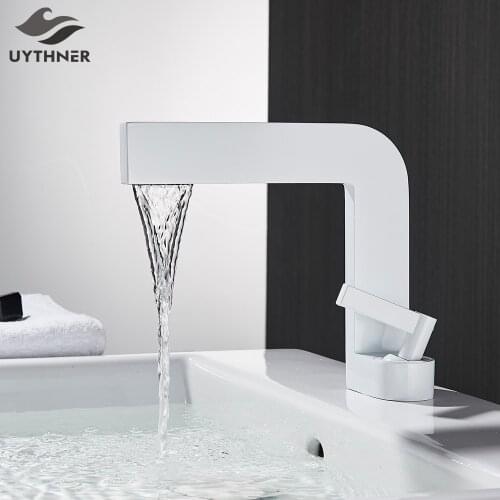 White/Black Basin Faucets Bath Basin Sink Mixer Taps Bathroom Brass Taps Square Vessel Faucet Basin Cold Hot Water Mixer Tap