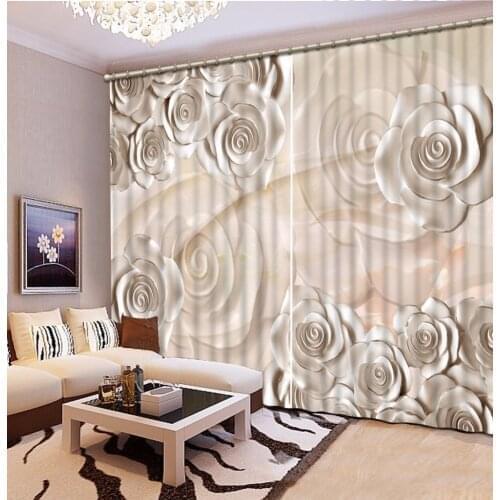 Blackout curtains bedroom curtains Jewelry flowers long curtain for the living room modern eyelet curtains