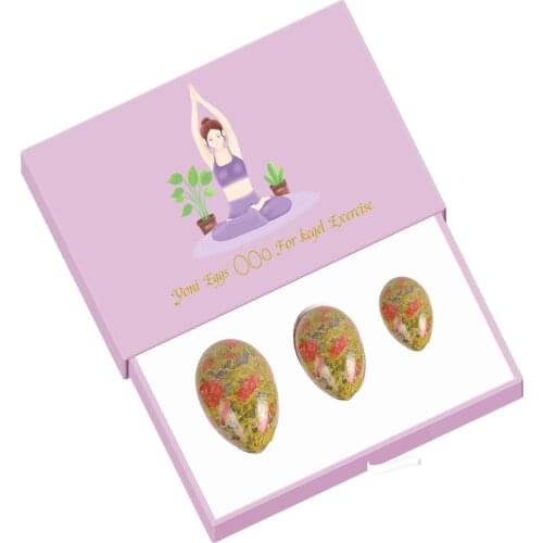 Natural Unakite Drilled Yoni Egg Set 100% Natural Precious Gemstone Kegel Exerciser Yoni Wand Jade Eggs Real Stone Massage Balls