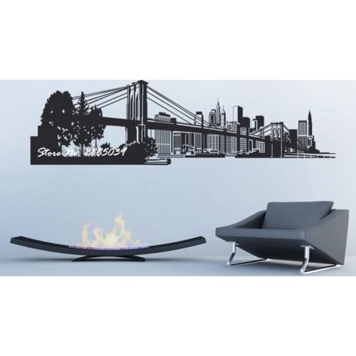 New York Skyline Cityscape Sticker Vinyl Removable Adesivo De Parede Sofa Background Decor Bedroom Office Quality Mural LA262
