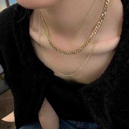 Vintage Exquisite Gorgeous Clavicle Chain Necklace for Female Double Layer Thick Thin Chain Necklace Party Jewelry Gift Hip Hop