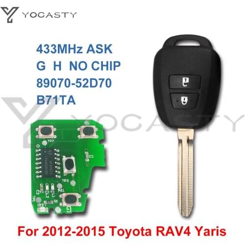 YOCASTY 2 Buttons Remote Car Key FOB for Toyota Yaris Verso RAV4 2008 2009 2010 2015 with G H Chip Optional FCC ID B71TA 433MHz