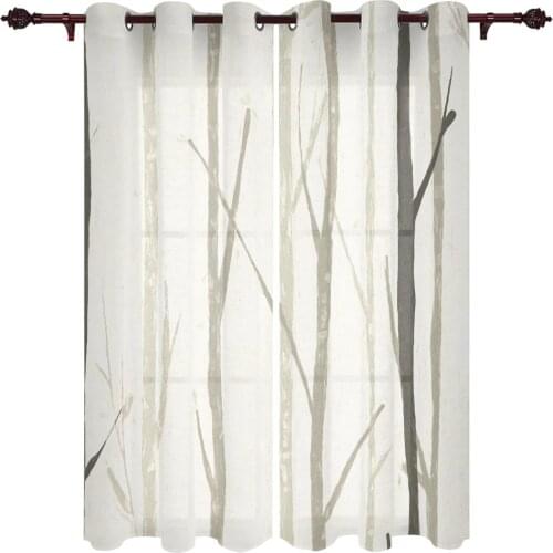 Kitchen Window Curtains Tree Trunk Silhouette Adult Children Bedroom Decoration Living Room Hanging ClothTreatment Curtains