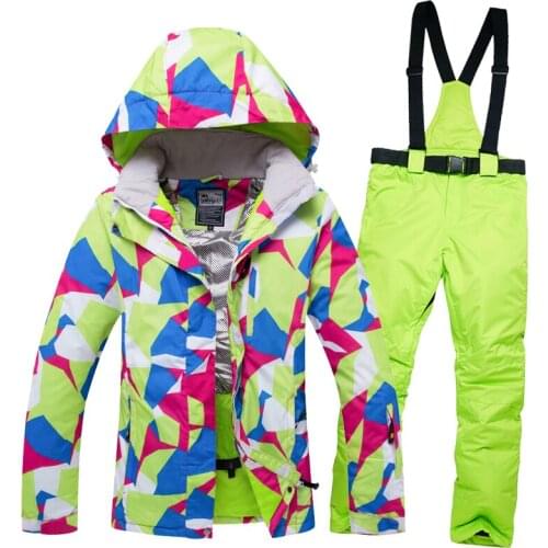 2019 Super Warm Women Ski Suit Snowboard Jacket Pant Windproof Waterproof Thicken Female Clothing Trouser Winter Suit Set Hooded