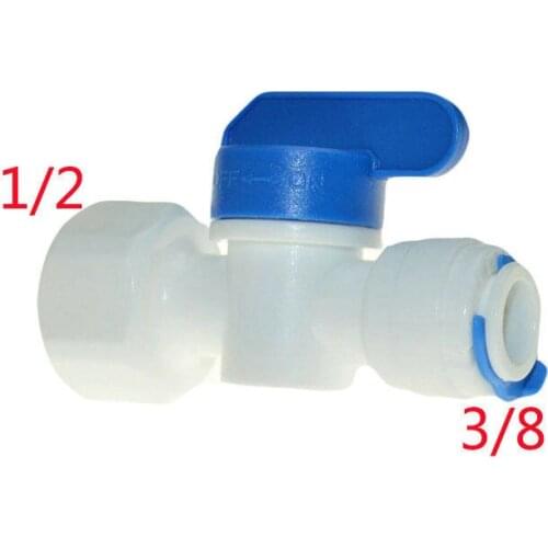 2Pcs Equal Straight 1/2 Female-3/8 Tube Ball Valve Swicth Quick Connection RO
