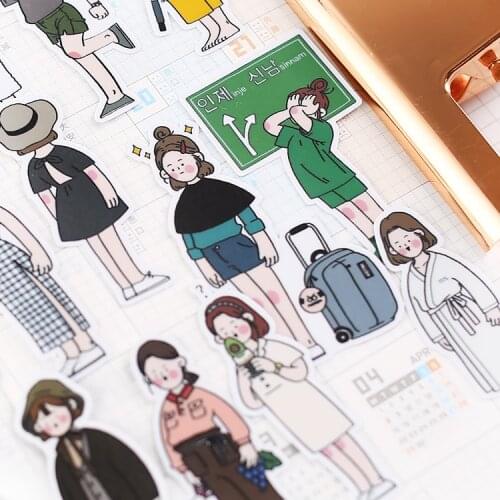 26Pcs/pack cute Hand drawn girls Stickers Scrapbooking Decoration Paper Stationery DIY Sticker School Supply/waterproof stickers