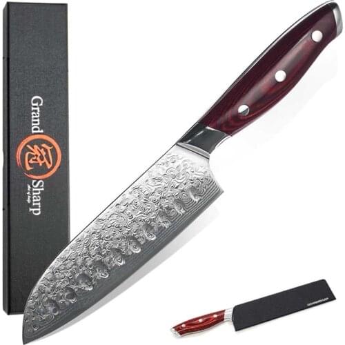 5 Inch Santoku Knife Professional Damascus Chef Knife vg10 67 Layers Japanese Steel Chefs Kitchen Knives Slicing GRANDSHARP