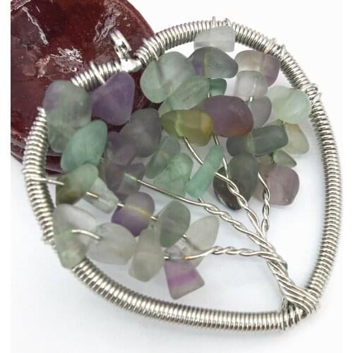 50mm gravel irregular crystal fluorite handmade heart pendant silver plated wire winding elegant wholesale price jewelry B3061