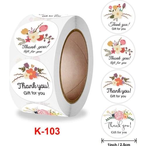 500pcs/roll Flowers "Thank you Gift for you"sticker for envelope sealing labels sticker sticker stationery supply