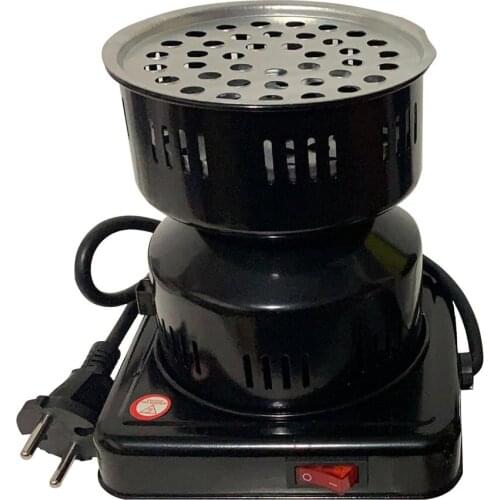 600W Metal Electric Charcoal Burner Including Removable Tray + Tongs Thickened Charcoal Stove for Household Use