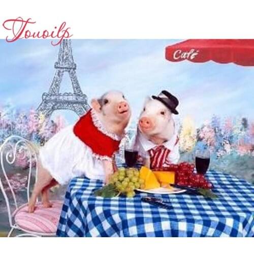 Touoilp Diamond embroidery sale"Love pig Couple"diamond painting full diamond mosaic puzzle picture of rhinestones cross-stitch