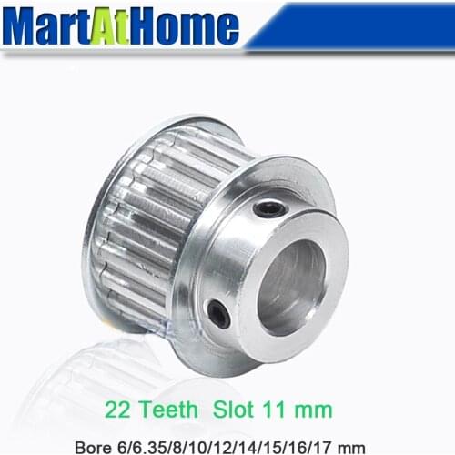 Aluminum Timing Pulley XL22 22T 22-Teeth Slot Width 11mm BF-type Boss 28mm Bore 6~17mm for 3D Printer