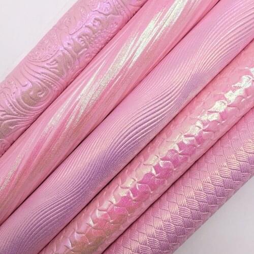 Amonglitter Wholesales Leather Supplier Flowers Wave Weave Embossed Synthetic Leather Faux Vinyl Sheets Bows DIY 21x29cm MB168