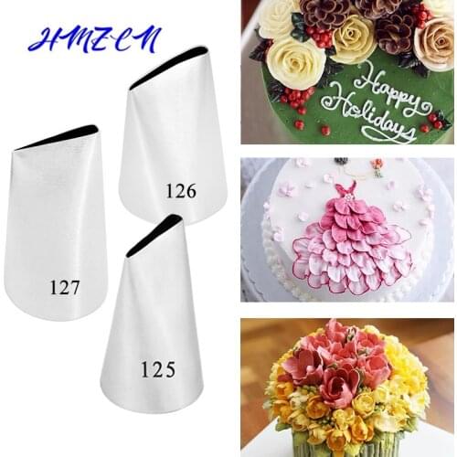 Large Stainless Steel Nozzle Icing Piping Nozzles Cream Cake Decorating Tools Pastry Tip Fondant Baking Accessories #125#126#127