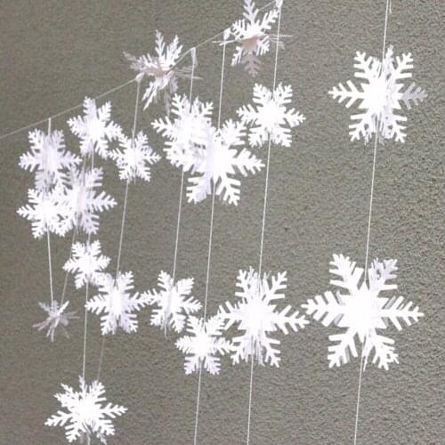 3M Silver Snowflake Shape Paper Garland Christmas Wedding Decoration Scene New Year Decor Home Decoration Frozen Party Supplies
