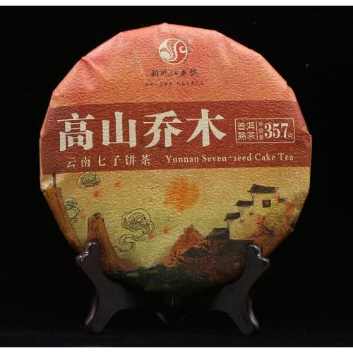 2018 Gao Shan Qiao Mu Shu Pu-erh Chinese tea Yunnan Seven-seed Cake Tea Ripe Pu-erh Chinese tea 357g