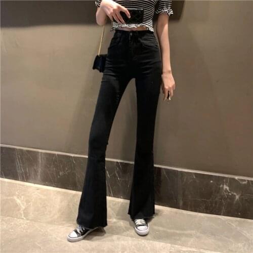 Mom Black High Waist Flare Jeans Boyfriend Bell Bottom Denim Skinny Womans Jeans Female Wide Leg Vintage Jeans Plus Size XL