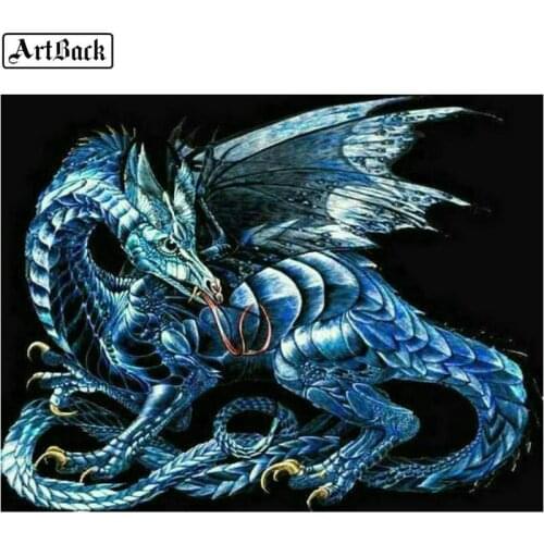 Full square dragon 5d diy diamond painting animal icon 3d round diamond mosaic crafts diamond embroidery sticker