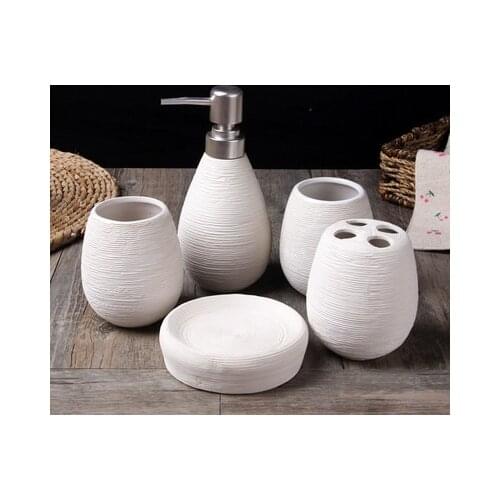 Ceramic Bathroom Supplies, Lotion Bottle, Toothbrush Holder, Soap Dish, Melamine Tray, Mouthwash Cup/bathroom Accessories Set