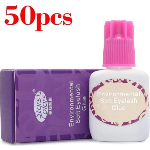 StarsColors 50pcs/lot No Irritation Eyelash Extension Glue Long Last False Lashes Adhesive Black Strong Sticky No Stimulation