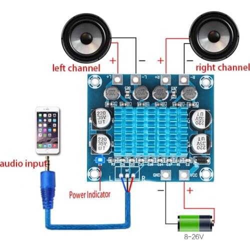 KYYSLB 30W*2 DC8~26V XH-A232 Class D Digital Audio Amplifier Board Mp3 Amplifier Board 12V24V Sound Reinforcement Board