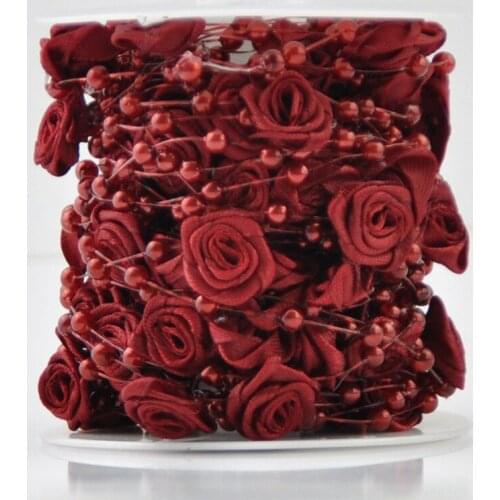 A Roll 10 Meters Fishing Line Artificial Pearls Beads Handmade Silk Rose Chain Garland Flower DIY Wedding Party House Decoration