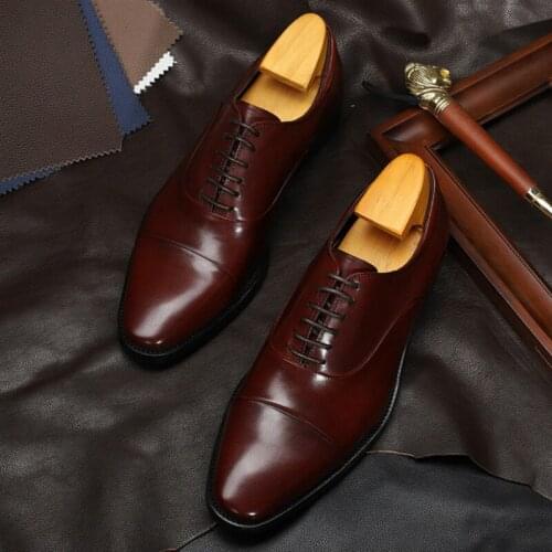2021 Autumn Genuine Cow Leather Brogue Shoes Mens Casual Flats Shoes Vintage Handmade Sneaker Black Red Oxford Shoes for Men