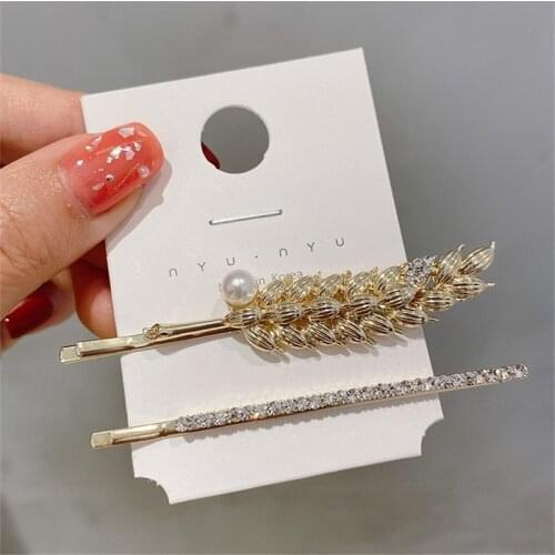 2021 New Korean Wheat Ears Rhinestone Barrettes Sets For Women Girls Fashion Jewelry Hair Clips