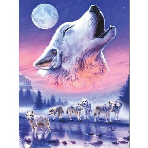 New Snowfield Moon Night and Wolf Diamond Painting Animal Round Full Drill Nouveaute DIY Mosaic Embroidery 5D Cross Stitch gifts