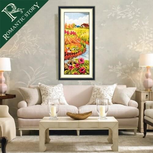 Landscape painting four seasons of autumn home decoration cross-stitch manual embroidery set DMC embroidery kit