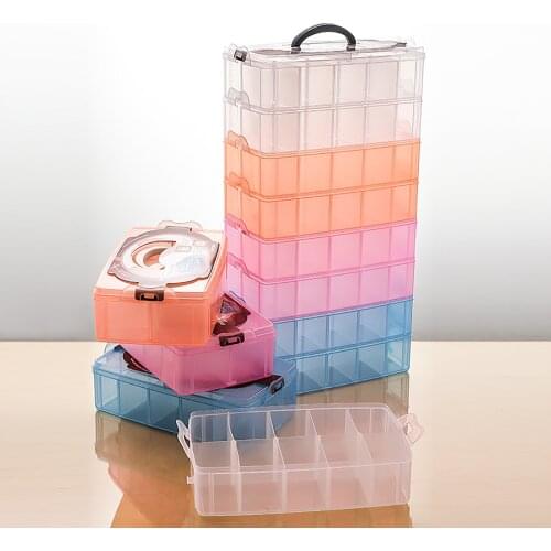 3Size Colorful Transparent Detachable Plastic Three-layer Rectangular Jewelry Storage Box Beads Earrings Jewelry Organizer Box
