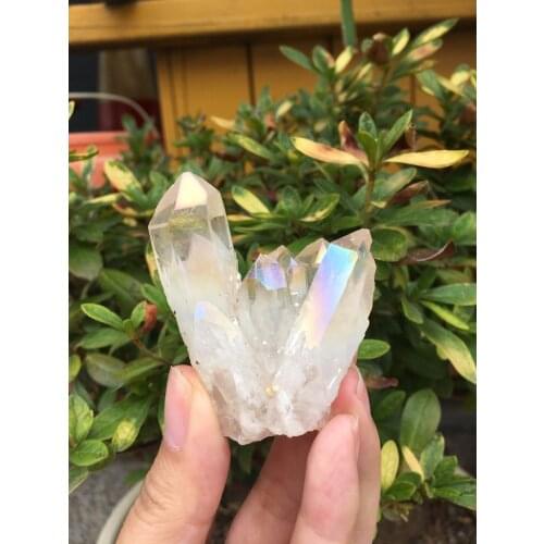 53g Rare beautiful white flame aura quartz crystal cluster specimen