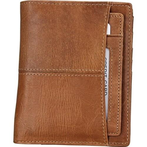 RFID Blocking Men Wallets Vintage Genuine Leather Wallet Fashion Male Coin Purse Cowhide Short Wallet with Removable Card Holder