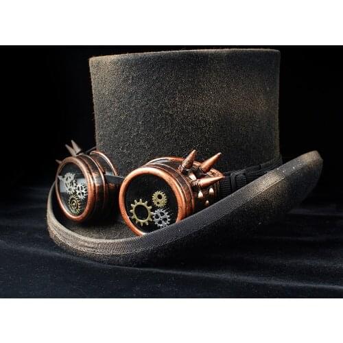 Steampunk Top Hat Fashion Fedora Hat for Men Women High Quality Winter Hats Black Wool Cap
