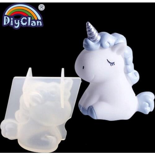 Transparent Unicorn Silicone Epoxy Resin Molds Geometry Bear Rabbit Mould Animal Aromatherapy Candle Making Form Decoration Tool