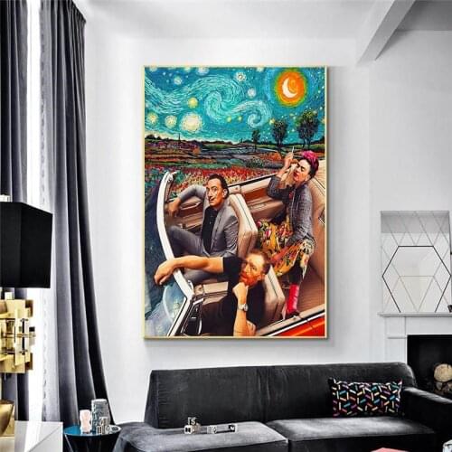 Funny Art Van Gogh and Mona Lisa Canvas Posters and Print Abstract Famous Oil Paintings on Canvas Wall Pictures for Home Cuadros