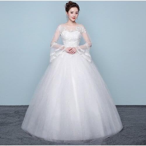 Wedding Dresses Illusion O-Neck Full Sequined Embroidery Tulle Lace Backless Luxury White Floor-Length Women Bridal Gown FB673