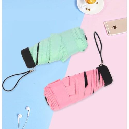 Ultralight 5 Folding Sunny Umbrella Fold Parasol Mini Pocket Umbrella Creative Black Coating Sunny and Rainy Umbrella