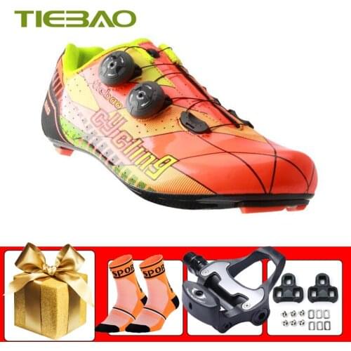 Tiebao Carbon Road Bike Shoes Ultra-light Self-locking Bicycle Riding Sneakers Sapatilha Ciclismo Outdoor Breathable Flat Shoes
