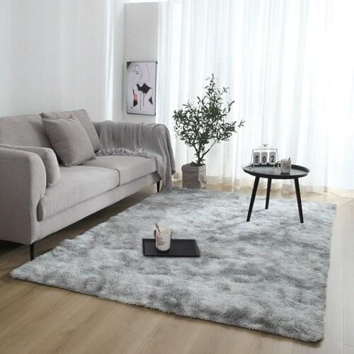 Shaggy Carpets For Living Room Bedroom Modern Black Solid Color Plush Floor Fluffy Mats Kids Room Faux Fur Area Rug Non-slip Mat