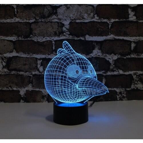 YJM-2843 Cute Game Bird Design 3D Atmosphere Indoor Lights Baby Gift Lights with Super 3d Effect Illusional Lights