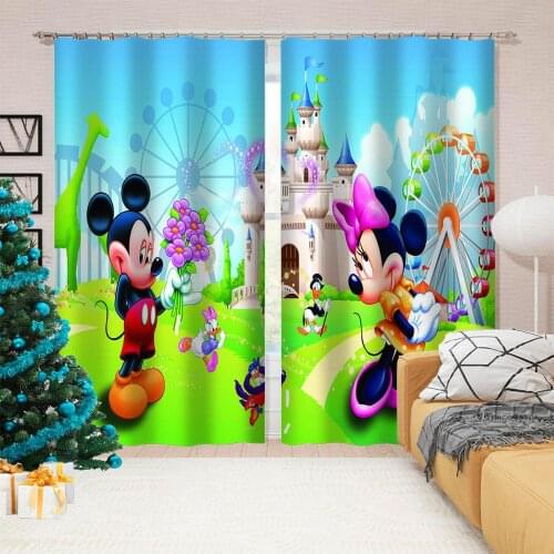 Mickey Minnie Mouse Curtains Disney Spider-Man Boys Bedroom Living Room Gifts Decoration Custom Blackout Creative Door Curtains