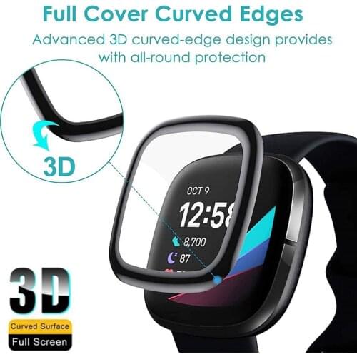Protector Film for Fitbit Versa 3 & Sense 3D Curved Edge Full Coverage Soft Screen Protector Film for Fitbit Sense/Versa 3
