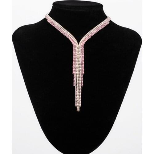 Women Clothing Accessories Drop Shipping Sweater Chain Necklace Multicolor Design Crystal Pendant Necklaces Jewelry N388