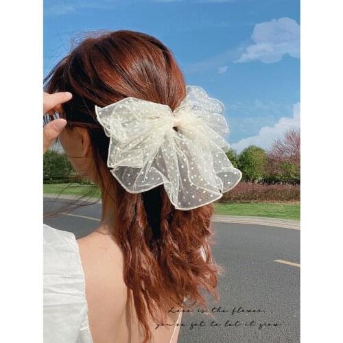 Women Hair clips Lace Flower Bow Ribbon Hair ClipHeadband Black White Hair Accessories