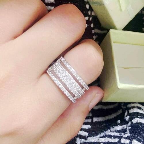 100% Real 925 Sterling silver Charming Promise ring Micro Pave Diamond Engagement wedding band ring for women Party Jewelry