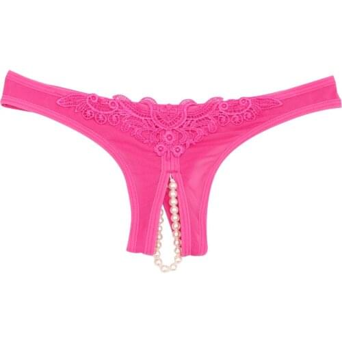 Women Sexy Mesh Transparent Underwear Pearl Massage Panties Hot Erotic Culotte Femme Open Crotch Thongs For Sex Products