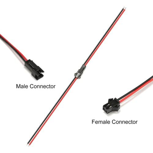 10pairs 15cm Male to Female Plug Terminal Wire Connector 0.3mm 2 Pin Wire SM JST Connectors Pigtail Plug Cable For LED Strip