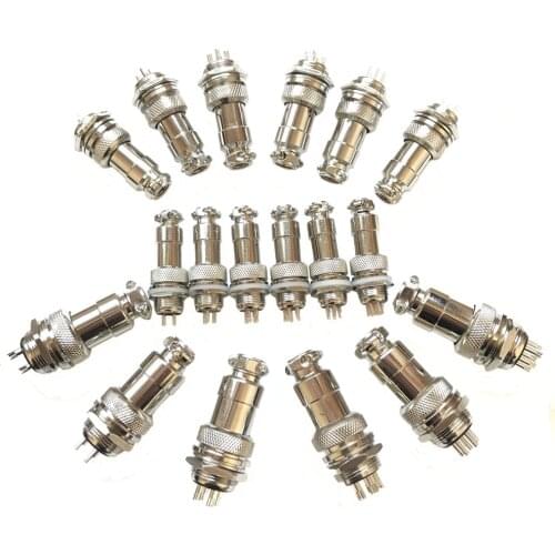 1Set GX12 GX16 GX20 Circular Silver Aviation Socket Plug 2/3/4/5/6/7 Pin Wire Terminal Male+Female Panel Connector Free Shipping