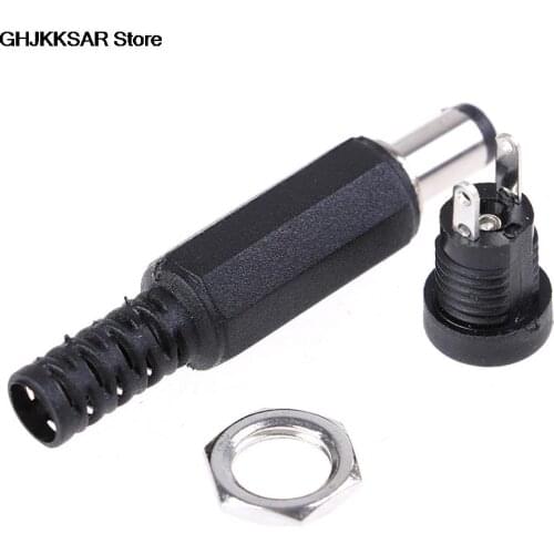 1Pair Female Plug+Male Plug Jack Socket Adapter Dc Power Supply Panel Mount Connector High Quality